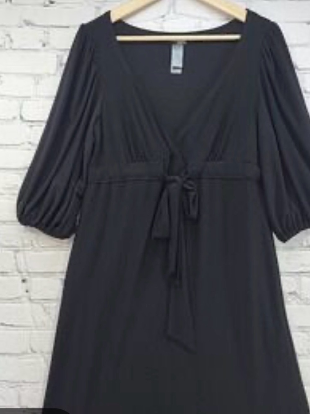 Bisou Bisou Black Midi Dress with Tie Waist